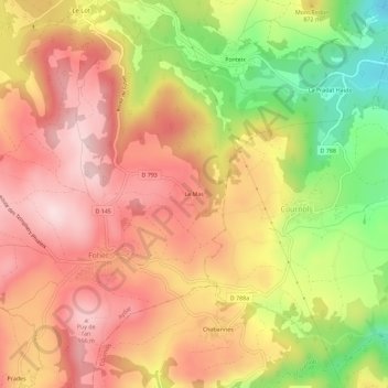 Le Mas topographic map, elevation, terrain