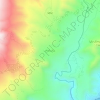 Wolojita topographic map, elevation, terrain
