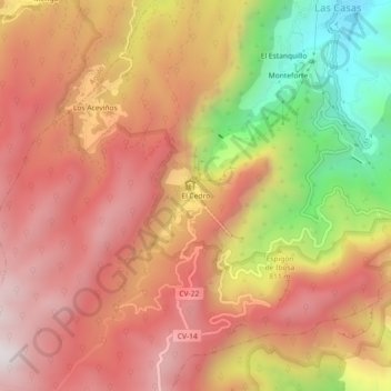 El Cedro topographic map, elevation, terrain
