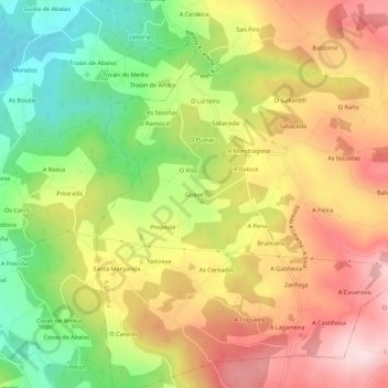 Goexe topographic map, elevation, terrain
