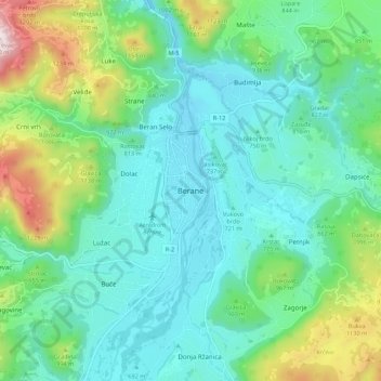 Berane topographic map, elevation, terrain