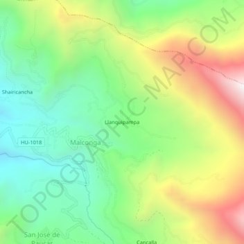 Llanquipampa topographic map, elevation, terrain