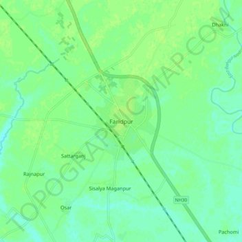 Faridpur topographic map, elevation, terrain