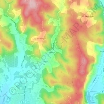Niaudon topographic map, elevation, terrain