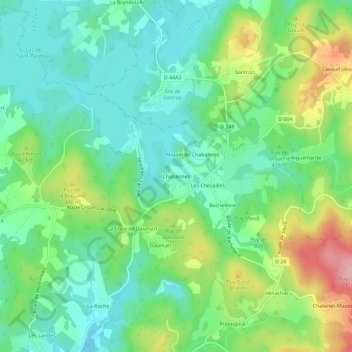 Chabannes topographic map, elevation, terrain