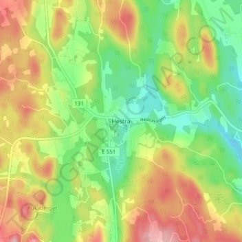 Hestra topographic map, elevation, terrain