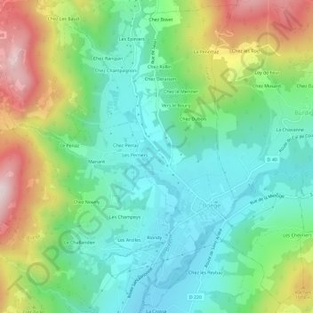 Les Biolles topographic map, elevation, terrain