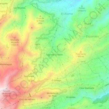 Sagrado Corazón topographic map, elevation, terrain