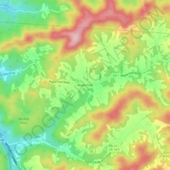 Maple Fork topographic map, elevation, terrain