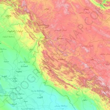 Kermanshah topographic map, elevation, terrain