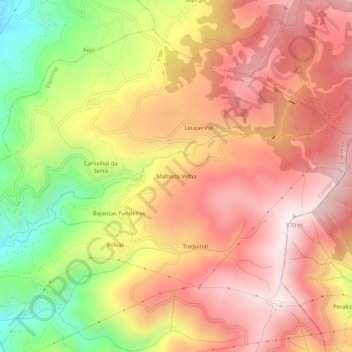 Malhada Velha topographic map, elevation, terrain