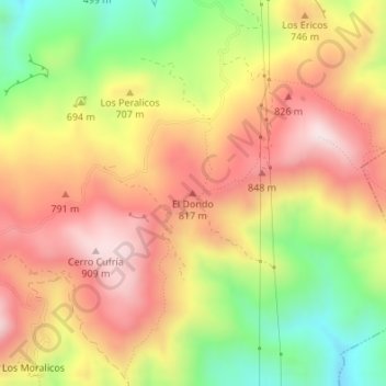 El Dondo topographic map, elevation, terrain