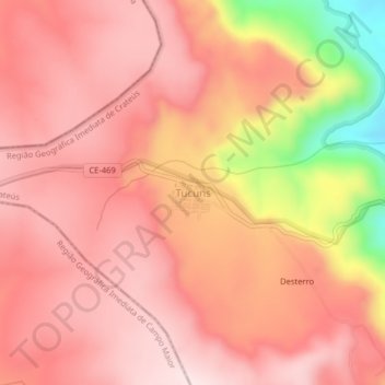 Tucuns topographic map, elevation, terrain