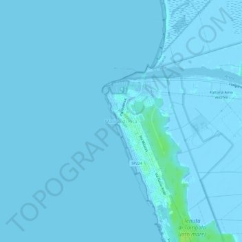 Marina di Pisa topographic map, elevation, terrain