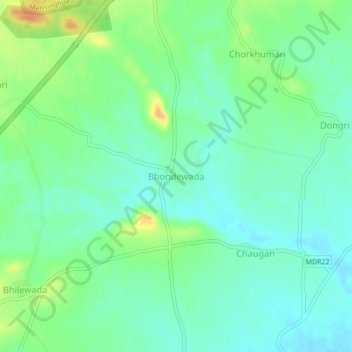 Bhondewada topographic map, elevation, terrain
