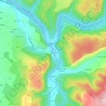 Le Pont topographic map, elevation, terrain