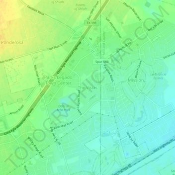 The Vistas topographic map, elevation, terrain