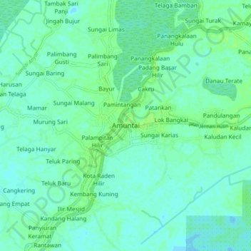 Amuntai topographic map, elevation, terrain