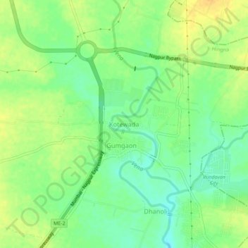 Kotewada topographic map, elevation, terrain