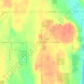 Peninsula Center topographic map, elevation, terrain