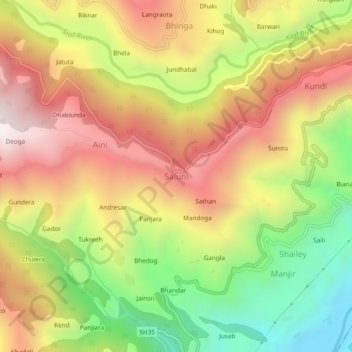 Saluni topographic map, elevation, terrain