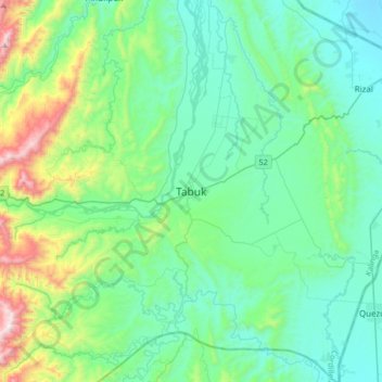 Tabuk topographic map, elevation, terrain