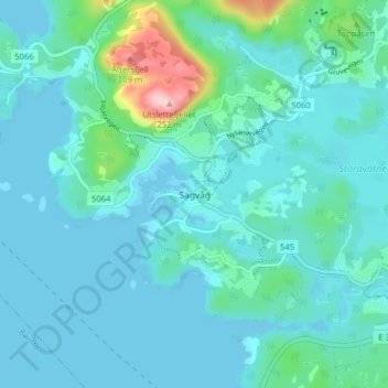 Sagvåg topographic map, elevation, terrain
