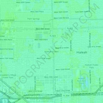 Hialeah Estates topographic map, elevation, terrain