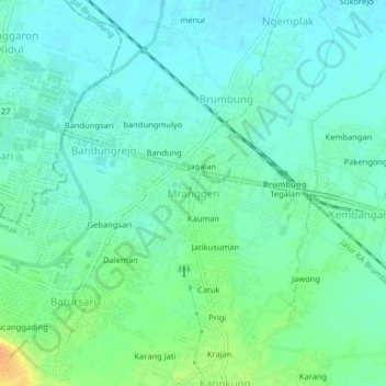 Mranggen topographic map, elevation, terrain