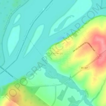 Porto Camargo topographic map, elevation, terrain