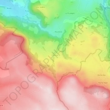 Creyssac topographic map, elevation, terrain