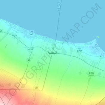 Al-Musannah topographic map, elevation, terrain