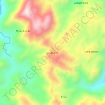 Guadualejo topographic map, elevation, terrain
