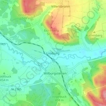 Limburg topographic map, elevation, terrain