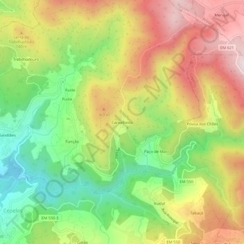 Carvalheda topographic map, elevation, terrain