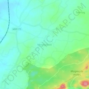 Moongilpadi topographic map, elevation, terrain