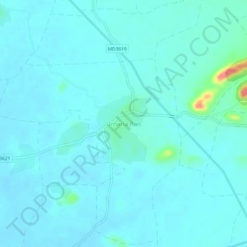 Umaria Pan topographic map, elevation, terrain