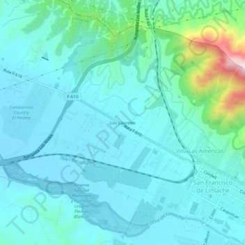 Los Laureles topographic map, elevation, terrain