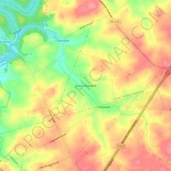 Lower Hopewell topographic map, elevation, terrain