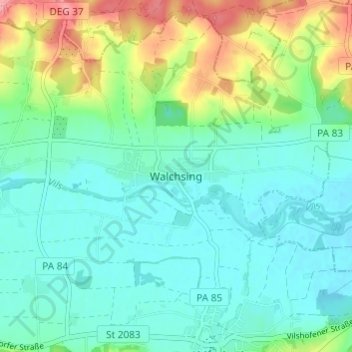 Walchsing topographic map, elevation, terrain