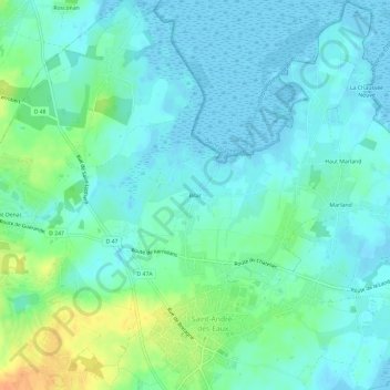 Bilac topographic map, elevation, terrain