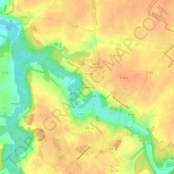 Équillemont topographic map, elevation, terrain