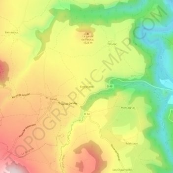 Fontanette topographic map, elevation, terrain