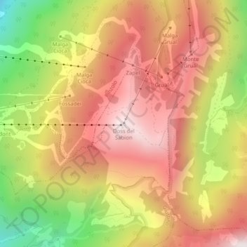 Doss del Sabion topographic map, elevation, terrain