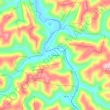 Creekville topographic map, elevation, terrain