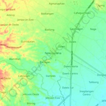 New Lucena topographic map, elevation, terrain