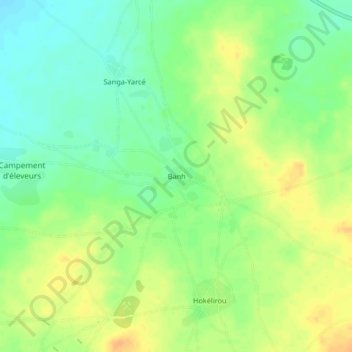 Banh topographic map, elevation, terrain