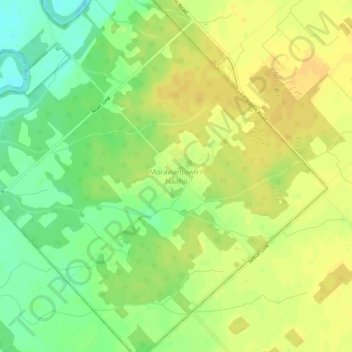 Moraviantown topographic map, elevation, terrain
