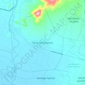 Santa Ana Zegache topographic map, elevation, terrain