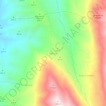 Maricaj topographic map, elevation, terrain